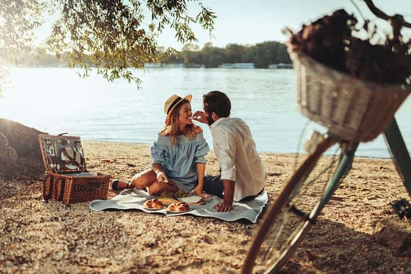 par förälskade på picknick