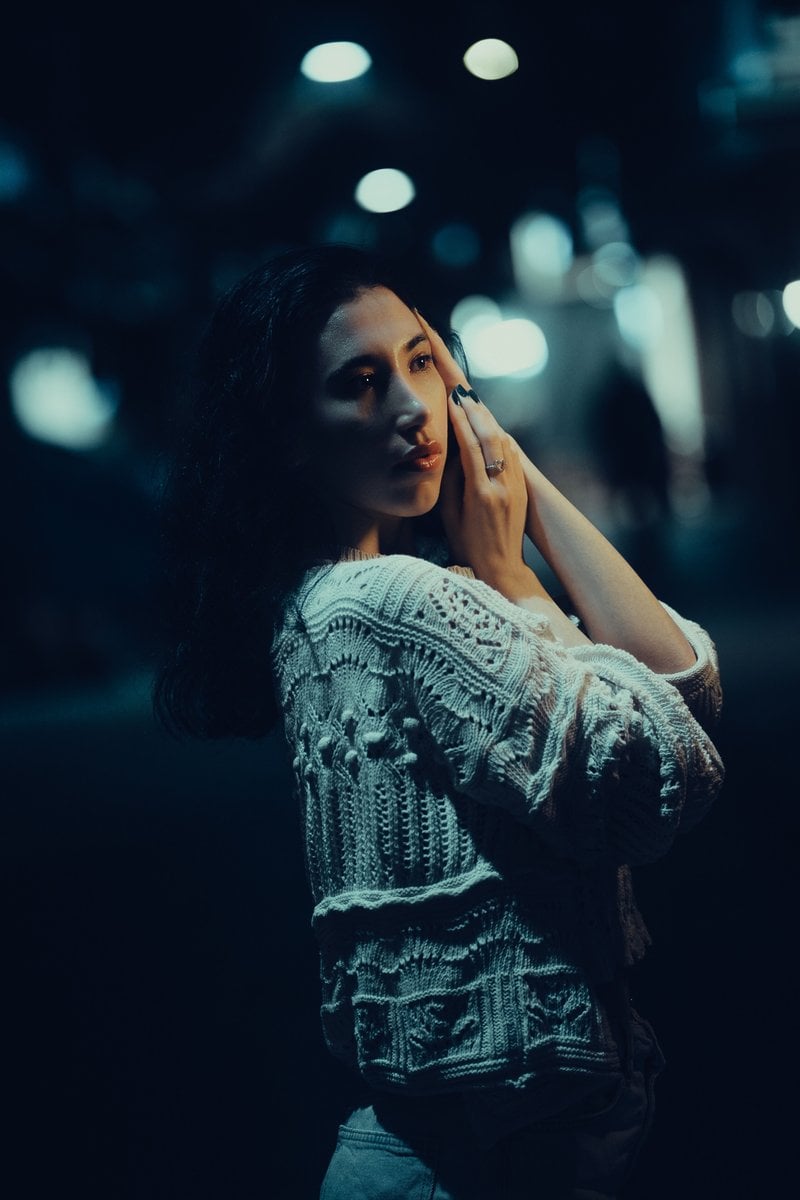 Moody Night Portrait of a Woman in Urban Setting &middot; Free Stock Photo