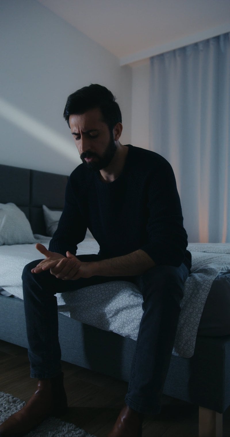 A Frustrated Man Sitting on the Bed Free Stock Video Footage, Royalty-Free  4K & HD Video Clip