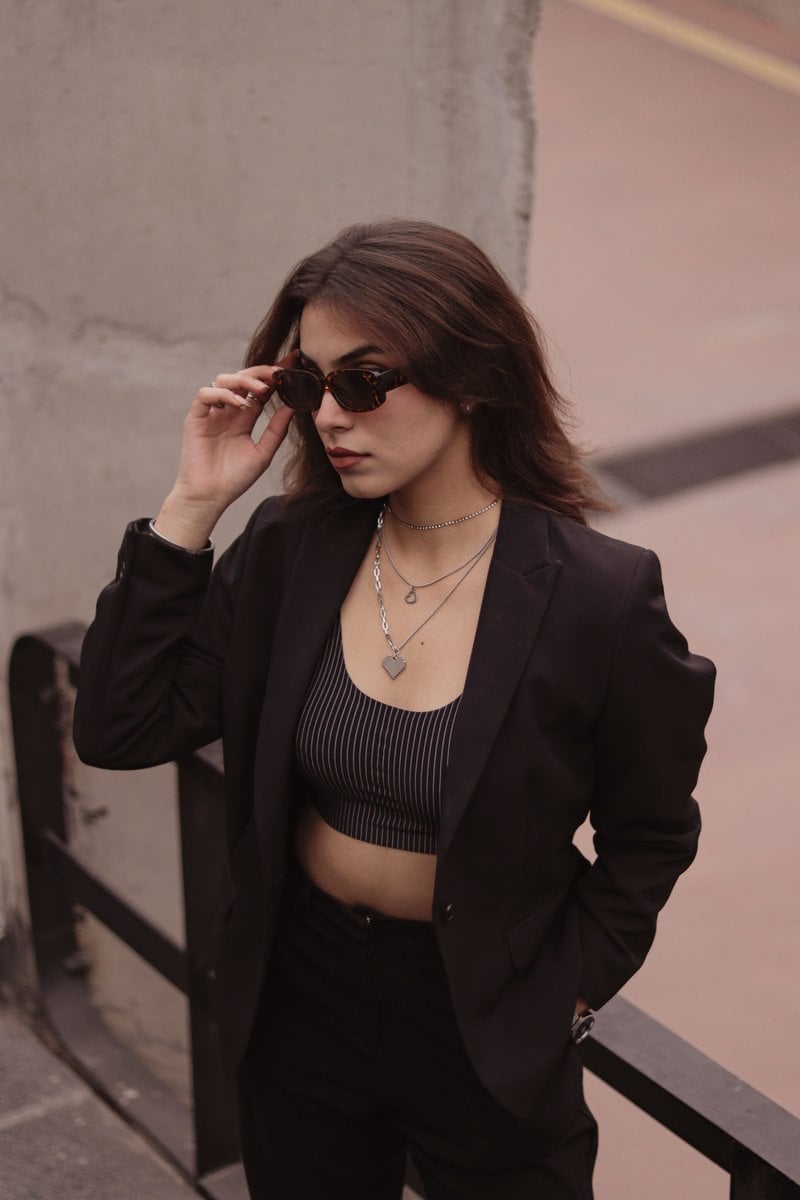 Stylish Woman in Black Blazer Outdoors &middot; Free Stock Photo