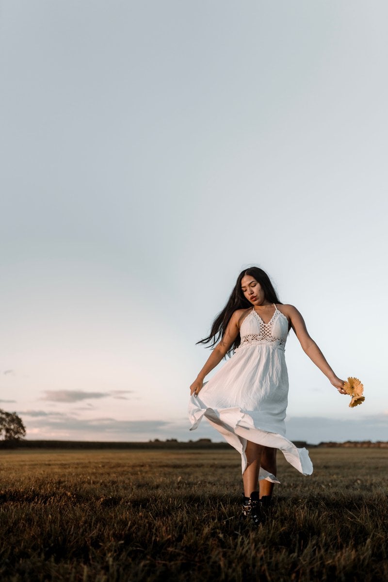 Woman in White Dress Walking on Field &middot; Free Stock Photo